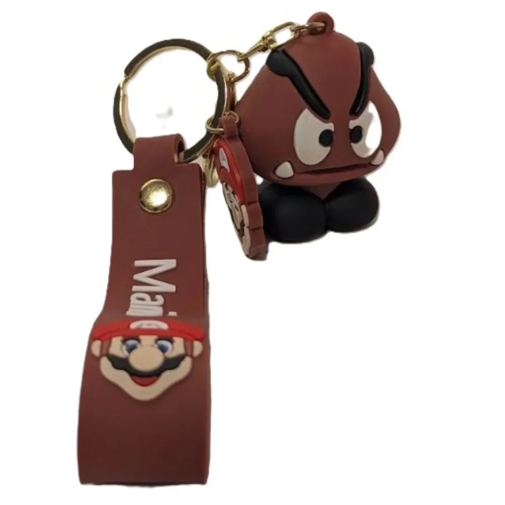 Goomba Mario Character Silicone Keychain Backpack Charm